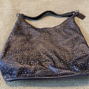 Coach Black Leather Bag with Studded Design